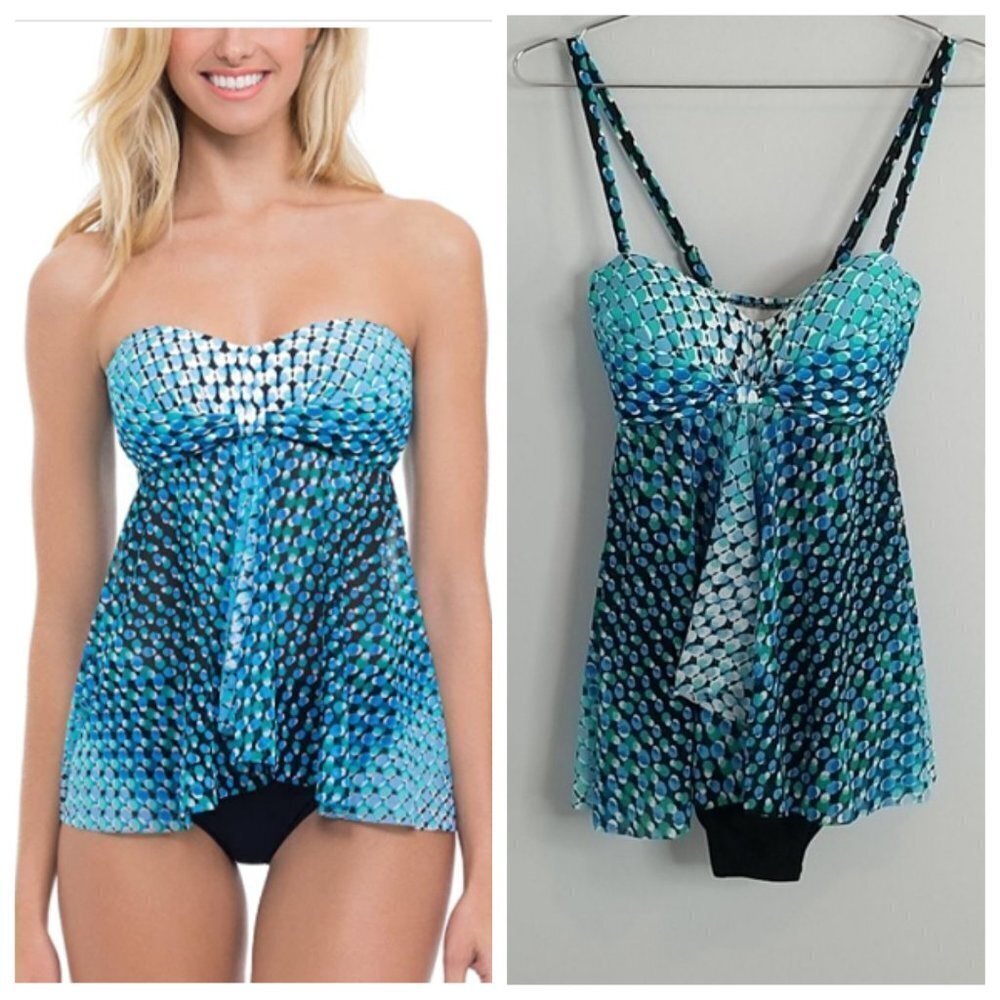 Profile by Gottex Blue & Black Flyaway One piece Swimsuit 8